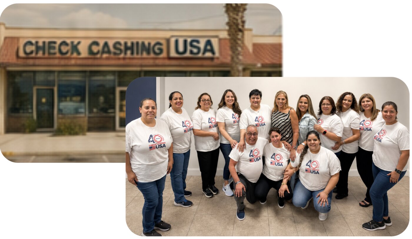 Check Cashing USA's original storefront and our team today