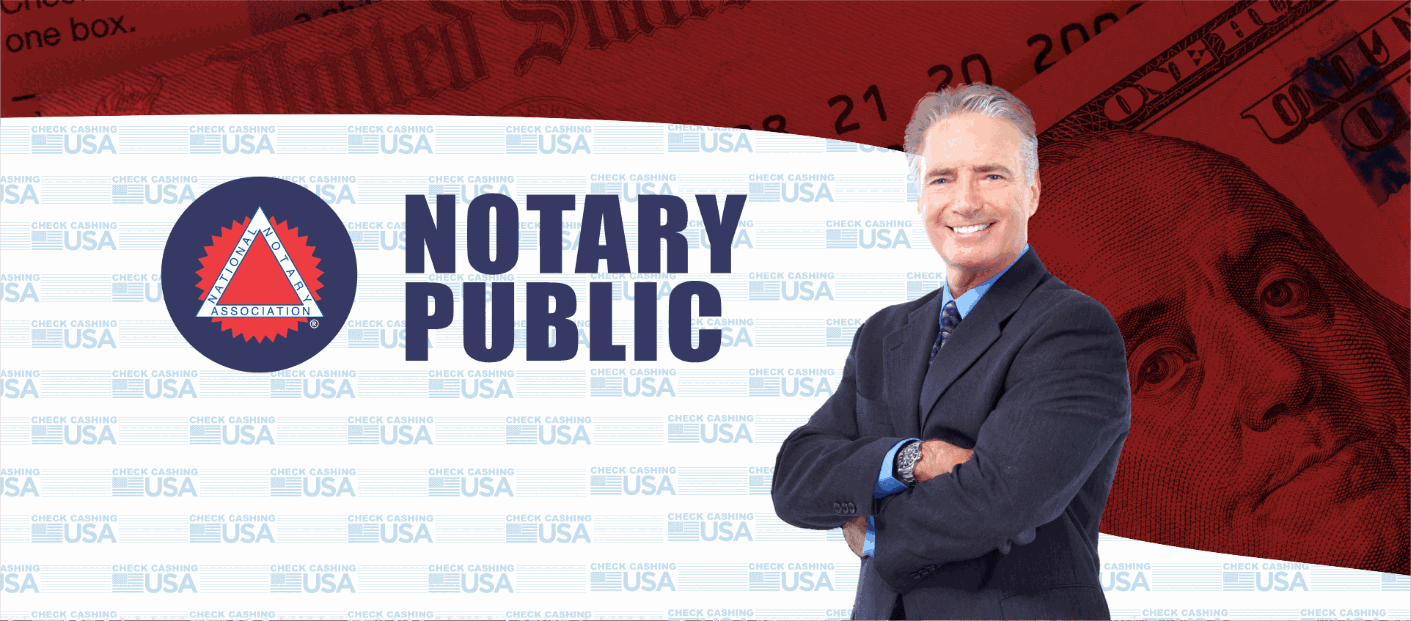 A photo of a man in a suit next to the words 'NOTARY PUBLIC'
